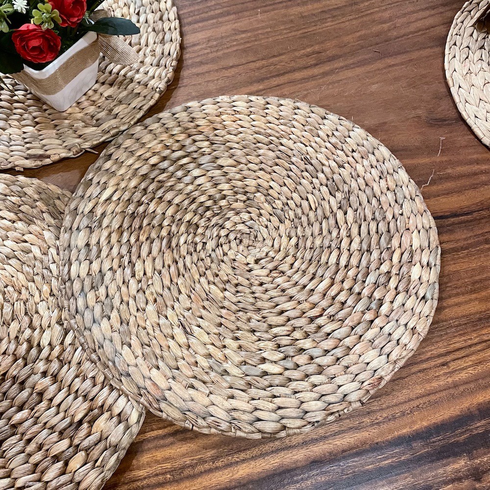 JackCreatus Rattan Water Hyacinth Round Placemat/Coaster For Dining