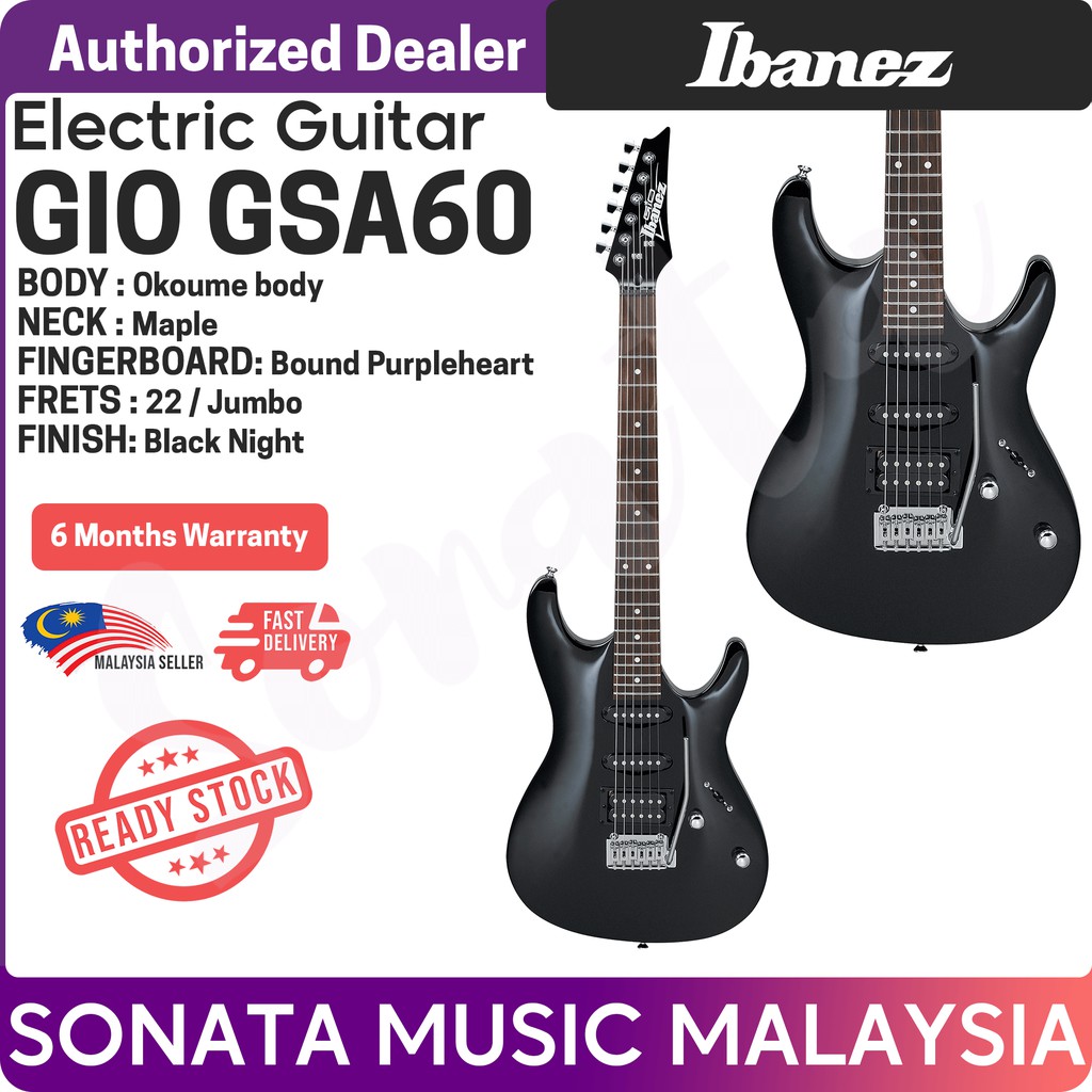 Guitare Rock Moderne Guitare Ibanez GSA60-BKN Noir - Manche Érable
