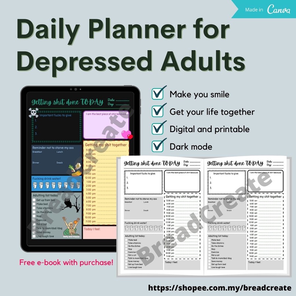 digital-daily-planner-for-adults-with-depression-anxiety-editable