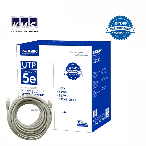 PROLiNK CAT5E 100% Solid Full Copper UTP Network Ethernet Cable (305m ...