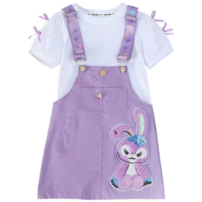 2pcs set Stella Lou purple bunny rabbit overall dress with inner white ...