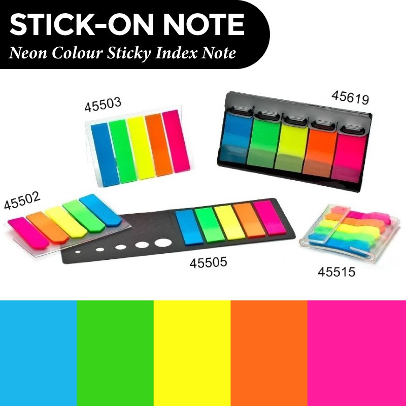 Scripti Sticky Note Stick On Note Neon Colour Adhesive Film Note Marker ...