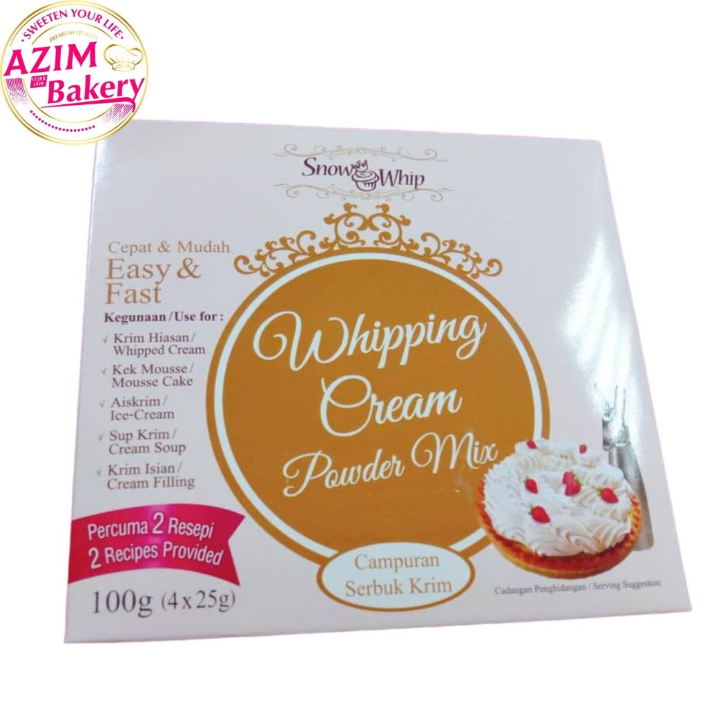 Whipping Cream (25g, 100g) Snow Whip Whipping Cream Powder Mix Serbuk Whip Cream (Halal) by