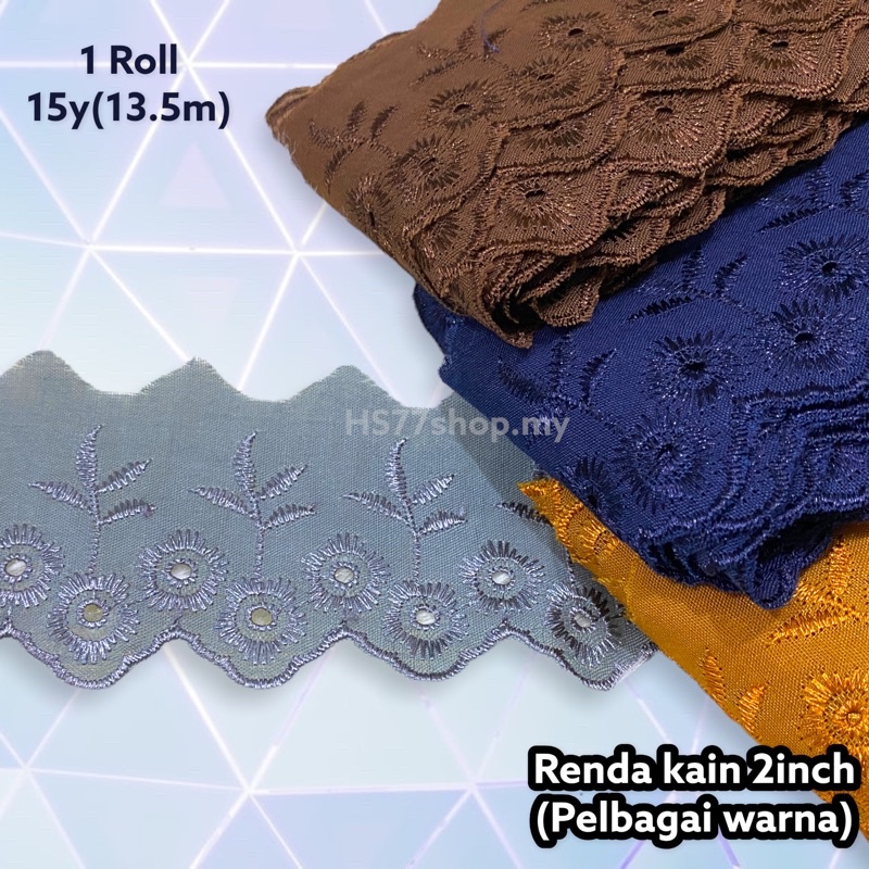 [ 15y-13.5m ] Renda kain 2” / renda telekung / renda sarung bantal/ Tc ...