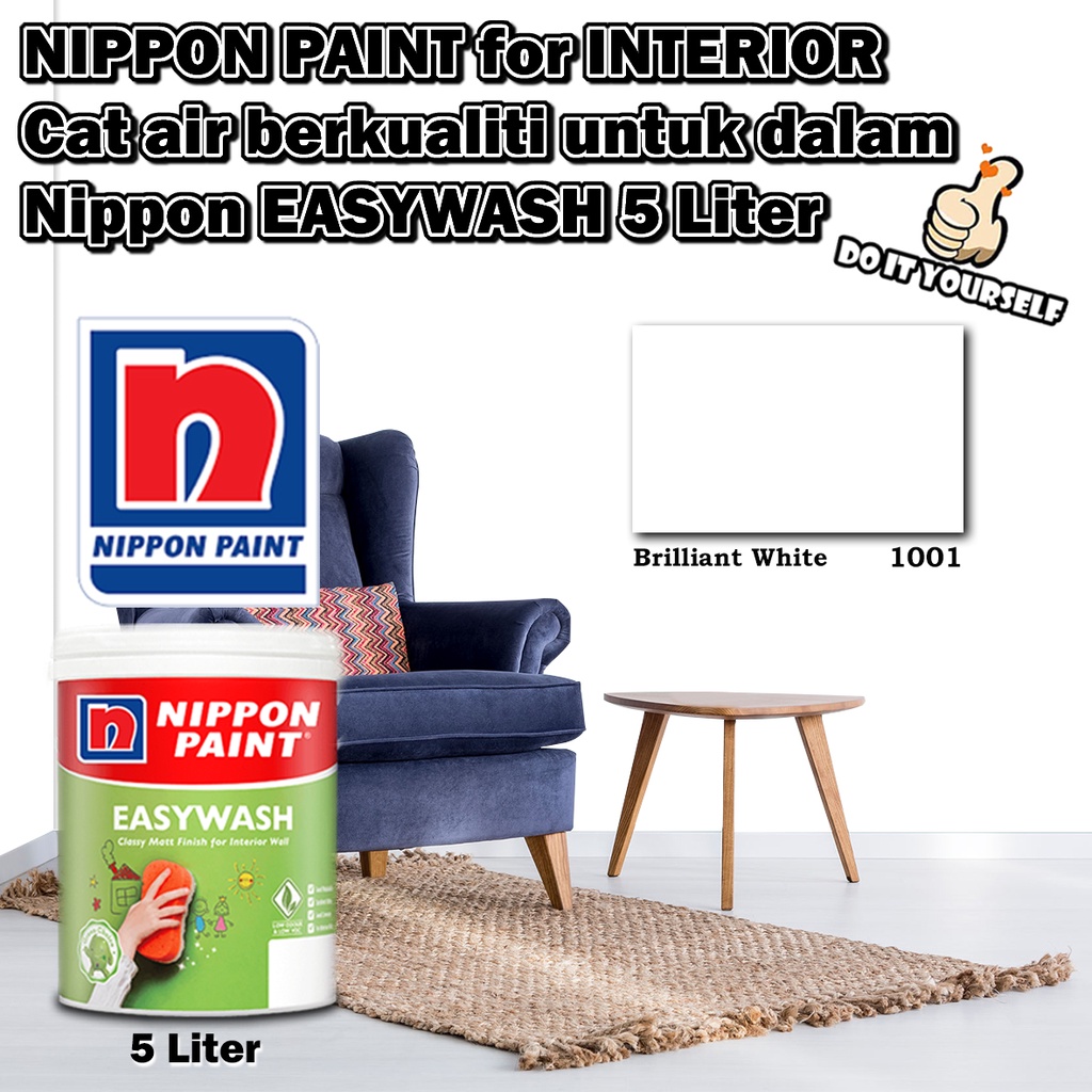 Nippon Paint EasyWash Interior collection 5 Liter Brilliant White 1001