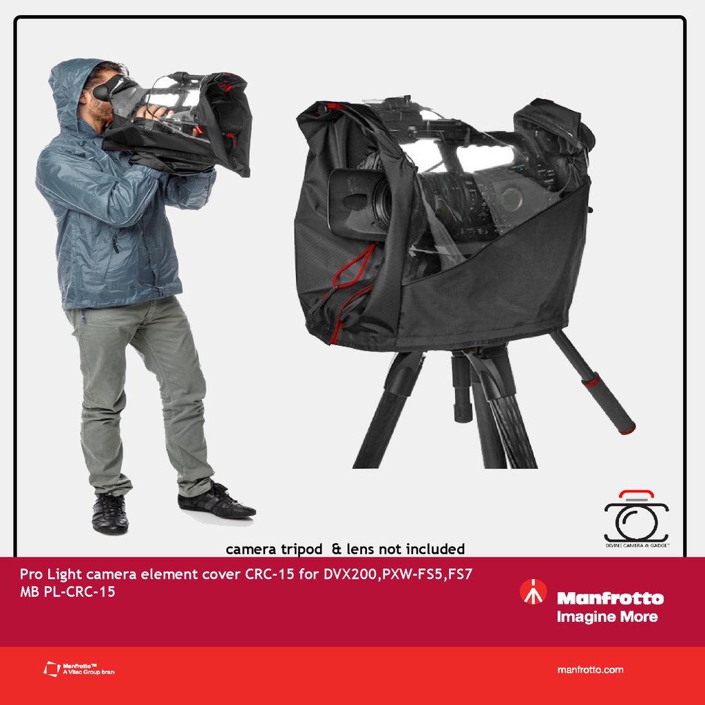 Manfrotto MB PL-CRC-12 Video Rain Cover - Waterproof Protection For Small To Medium Camcorders & DSLR Rigs