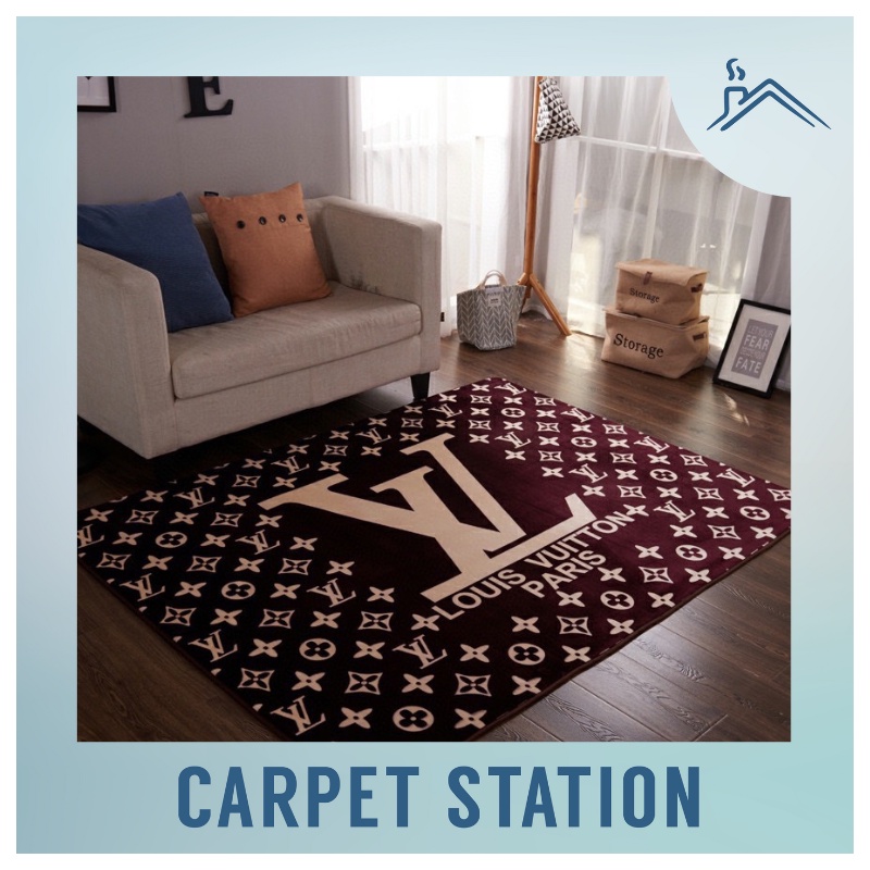 Karpet Velvet Louis Vuitton LV Branded Logo Design Luxury Home