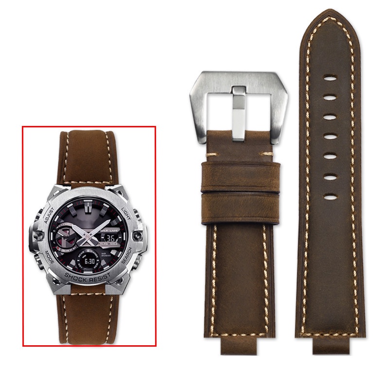 Genuine Leather Watch Strap for Casio G-SHOCK GST-B400 GST-B200 Series Men  Retro Frosted Cowhide Wrist Band Bracelet Accessories