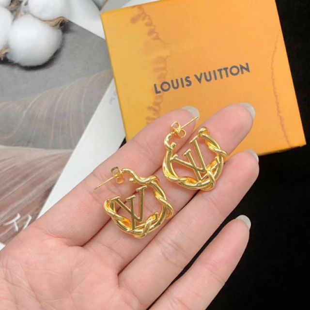 Louis Vuitton Metal Small Louise Hoop Earrings Gold