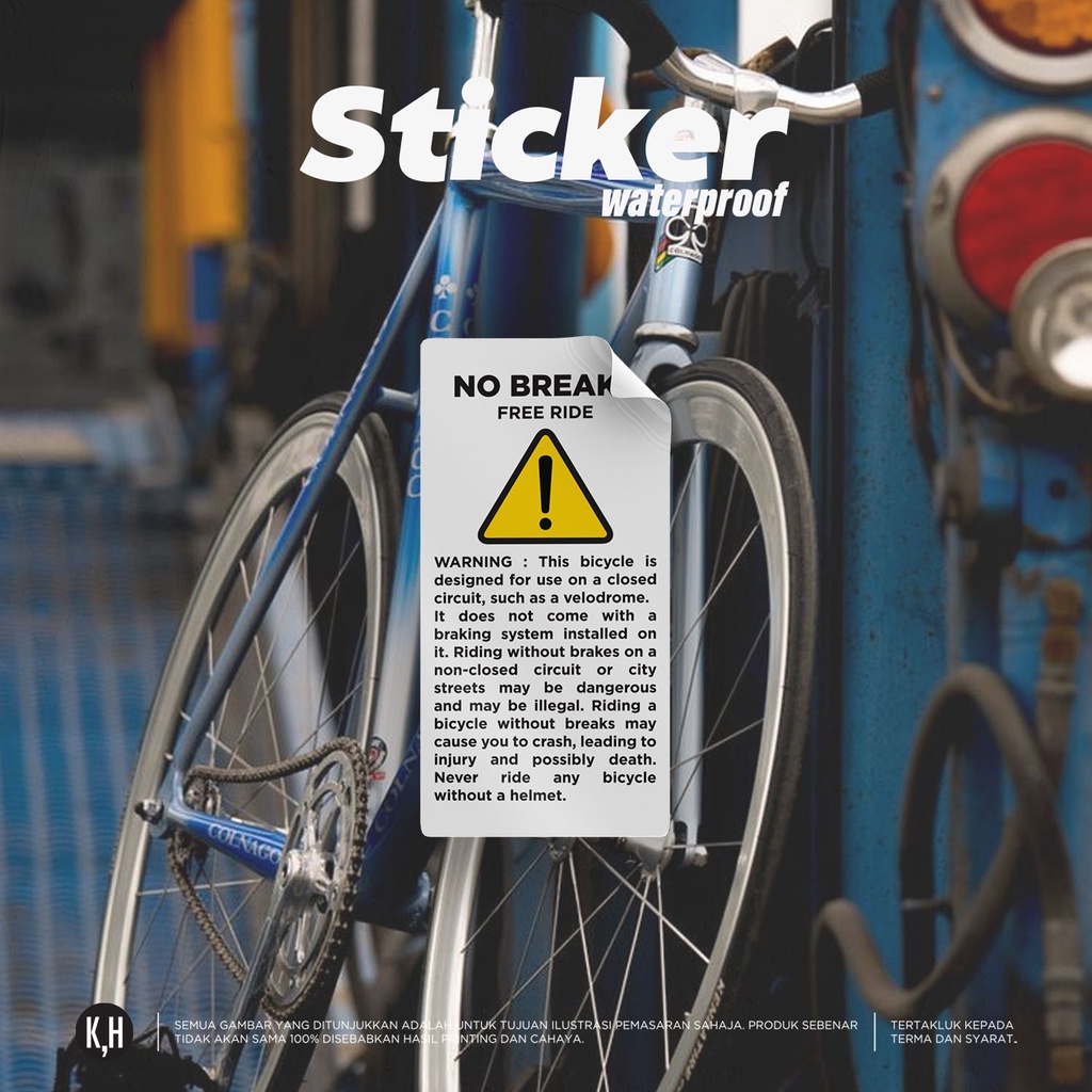 No brakes sticker / Fixie / Fixed bike / Waterproof | Shopee Malaysia