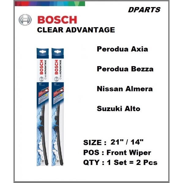 Bosch Clear Advantage Wiper Blade AXIA BEZZA ALMERA ALTO