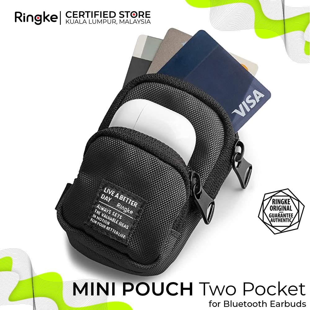 RINGKE® TWO POCKET Mini Pouch Durable and Waterproof Nylon Textile ...