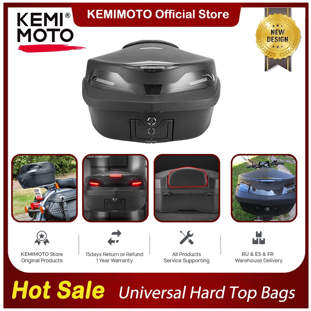 KEMIMOTO Universal 48L Secure Latch Motorcycle Rear Cargo Trunk Scooter ...