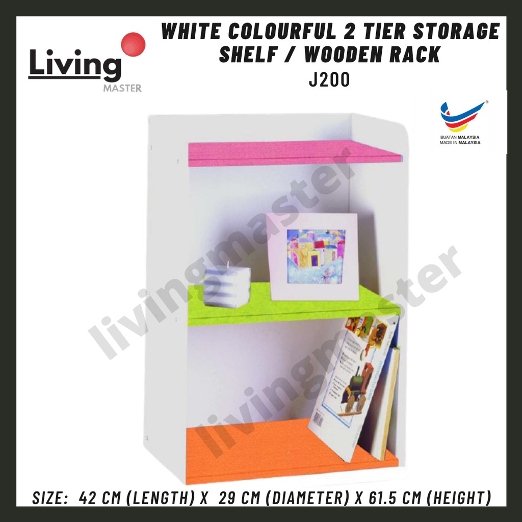 2 Tier Colorful Wooden Rack Wall Shelf Storage Rack Furniture Office ...