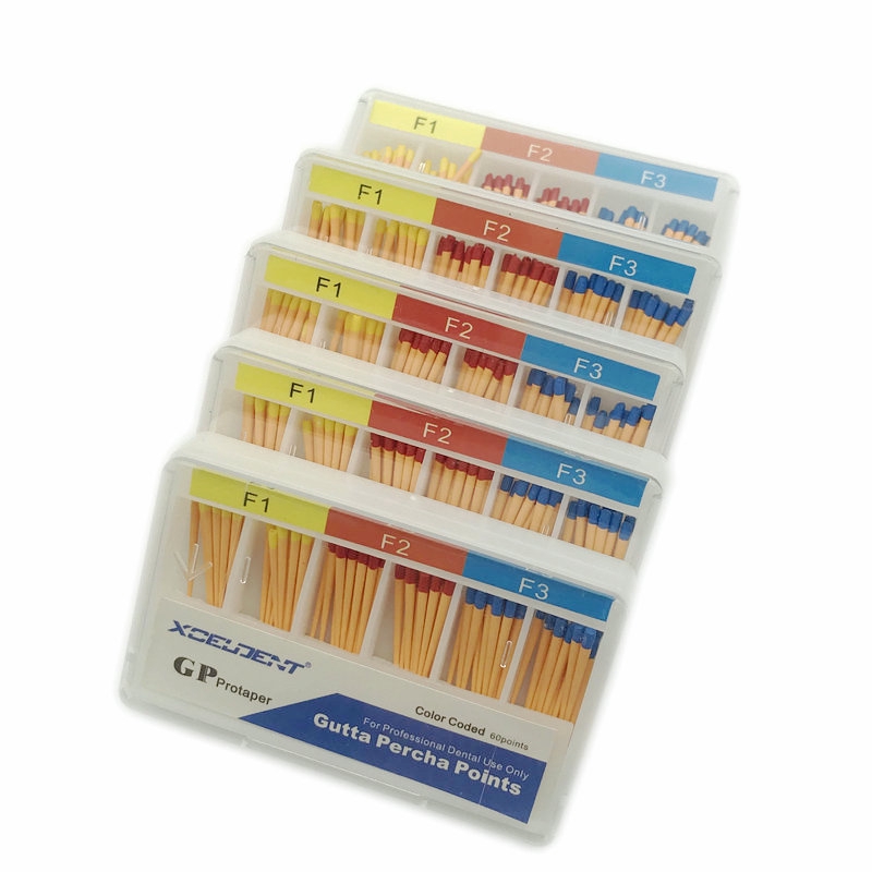 AZDENT Dental Gutta Percha Points - 5 Packs (F1, F2, F3 Taper) For Root Canal Obturation, 60 Pcs/Pack
