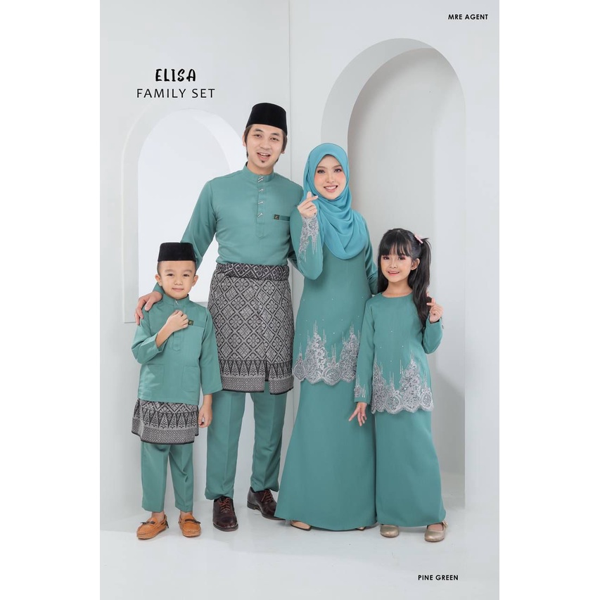 ALFIRAFASYEN-HQ/ SET FAMILY WARNA PINE GREEN | RAYA 2023 KURUNG MODEN ...