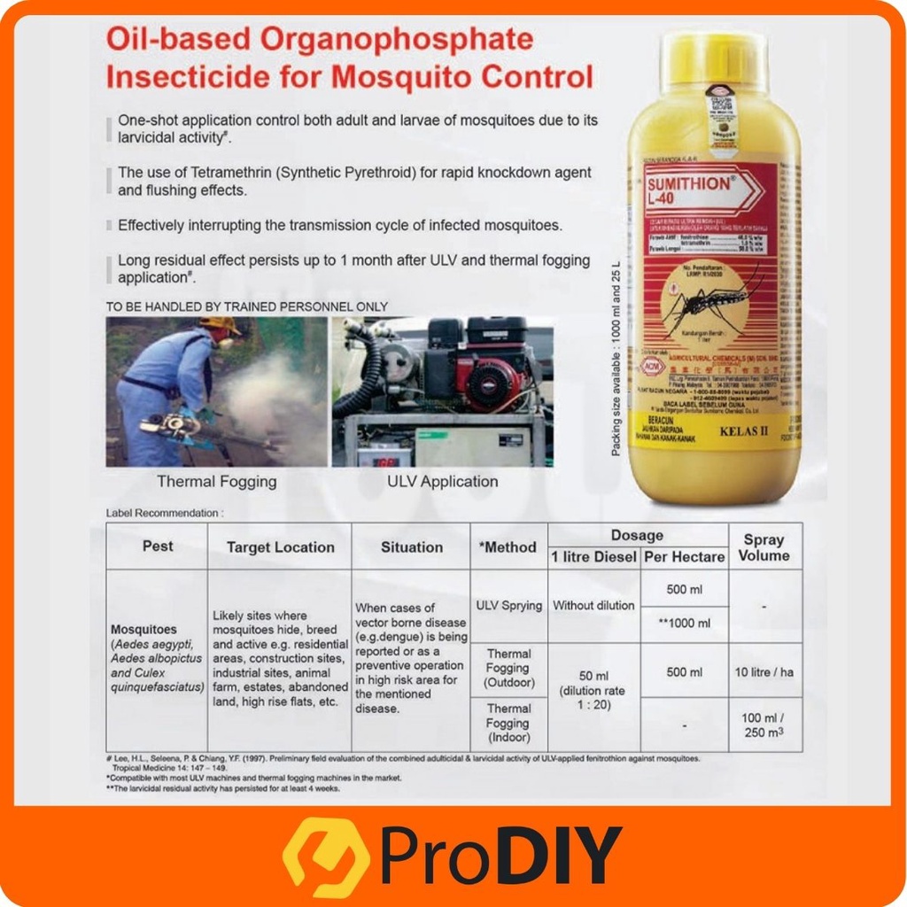 1 Liter Sumithion Insecticide (Mosquito) Racun Nyamuk Sumithion L-40 1L ...