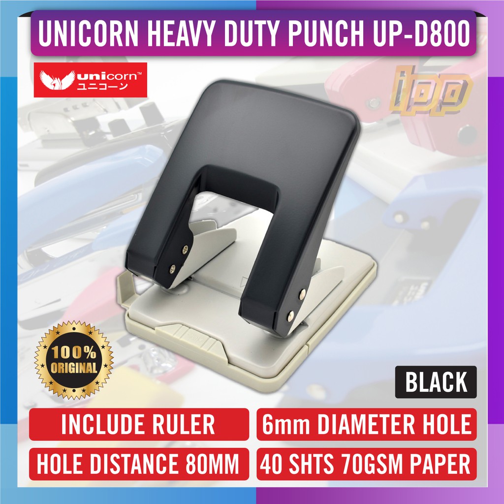 Unicorn Heavy Duty 2 Hole Puncher 40 Sheet Capacity / Adjustable Ruler ...