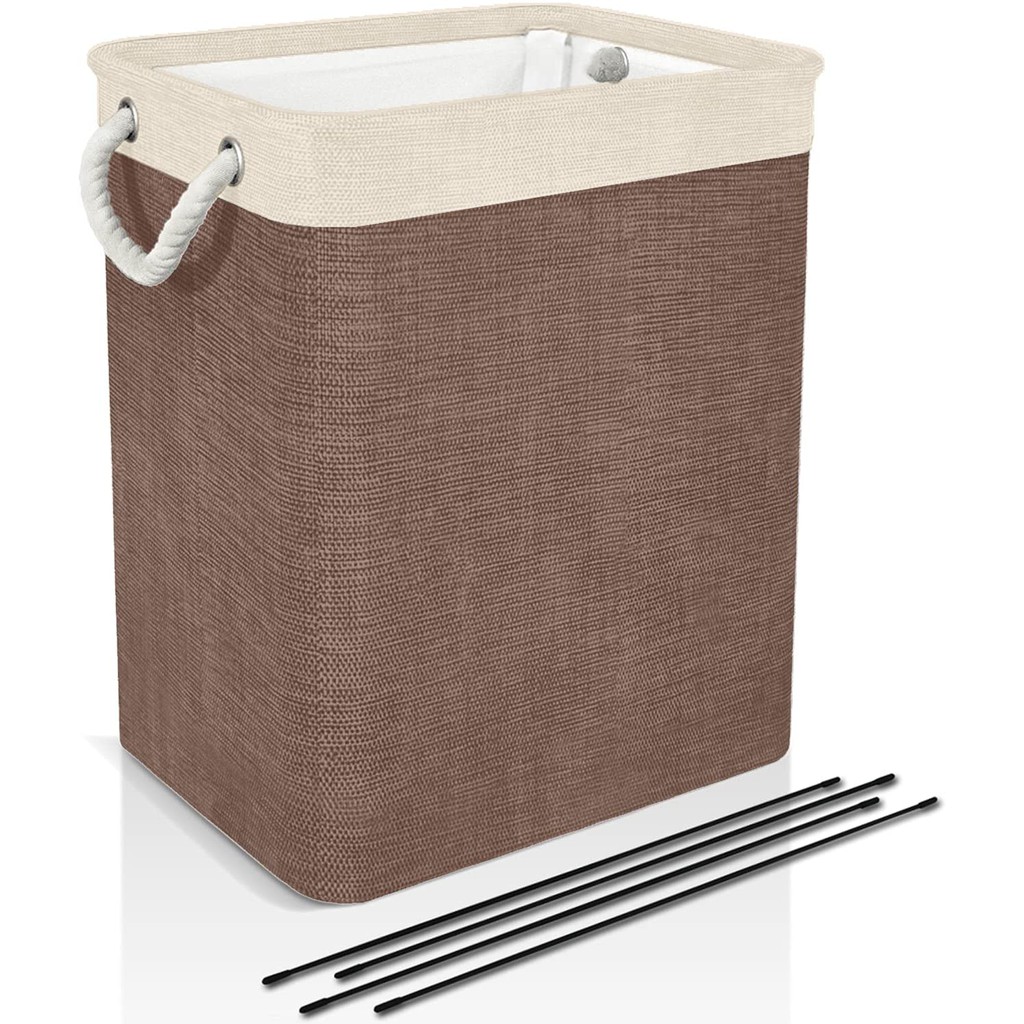 Laundry Basket with Rope Handle,Collapsible Linen Laundry Hamper Built ...