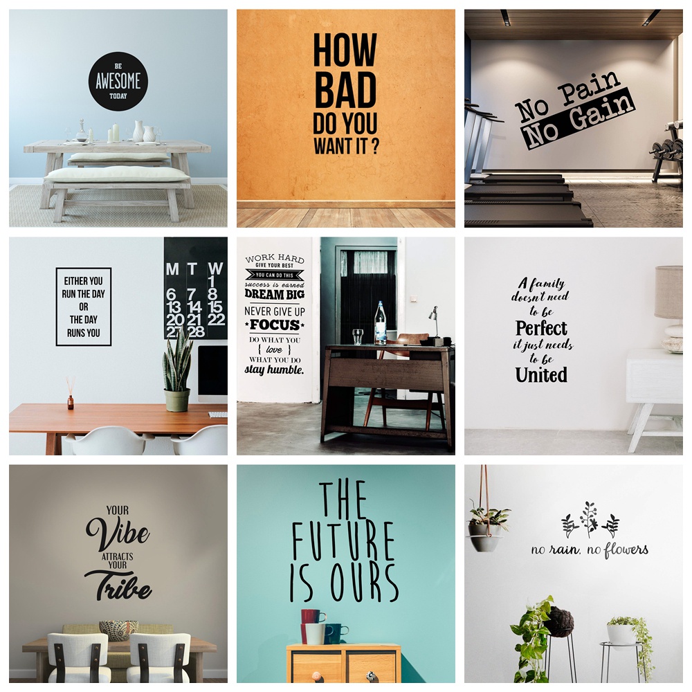 Cartoon Motivational Phrases Vinyl Wall Sticker Home Decor Stikers For ...