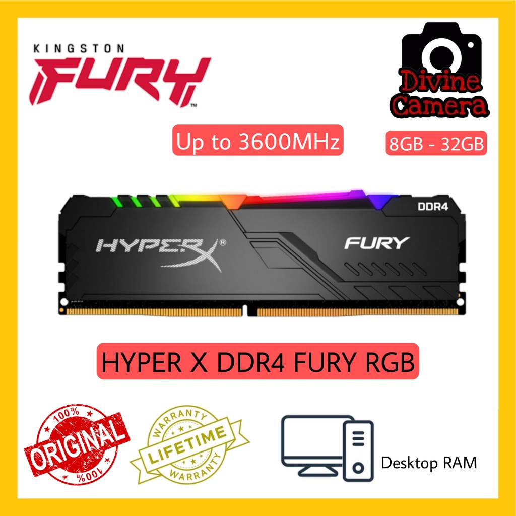 Kingston HyperX DDR4 8GB / 16GB / 32GB 3200MHz / 3600MHz Fury RGB ...