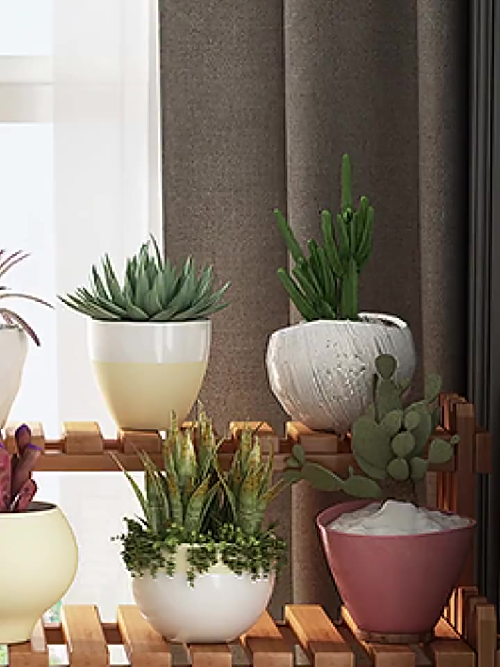 1/2 Tiers Desk Flower Pot Desktop Small Flower Rack Indoor Balcony ...