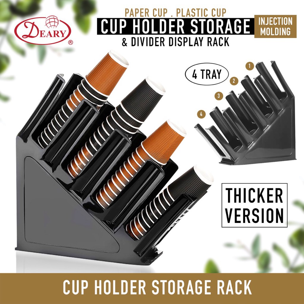 Deary Cup Holder Rack 4 Compartments Plastic Counter Top Organizer ...