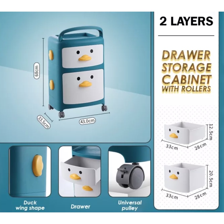 Cute Duck Cartoon Theme Drawer Storage Cabinet with Lock Storage Drawer ...