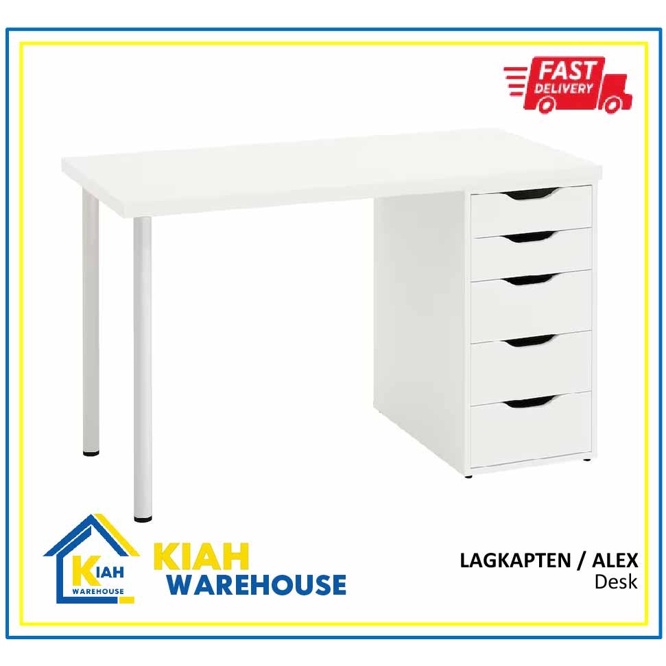 LAGKAPTEN ALEX Desk White 120x60cm Meja Ready Stock Malaysia Shopee