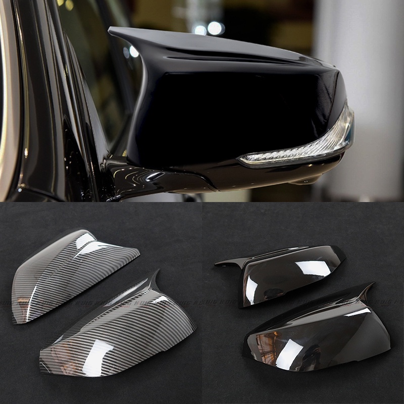 Glossy Black Carbon Fiber Ox Horn Mirror Covers for Infiniti Q50 Q60