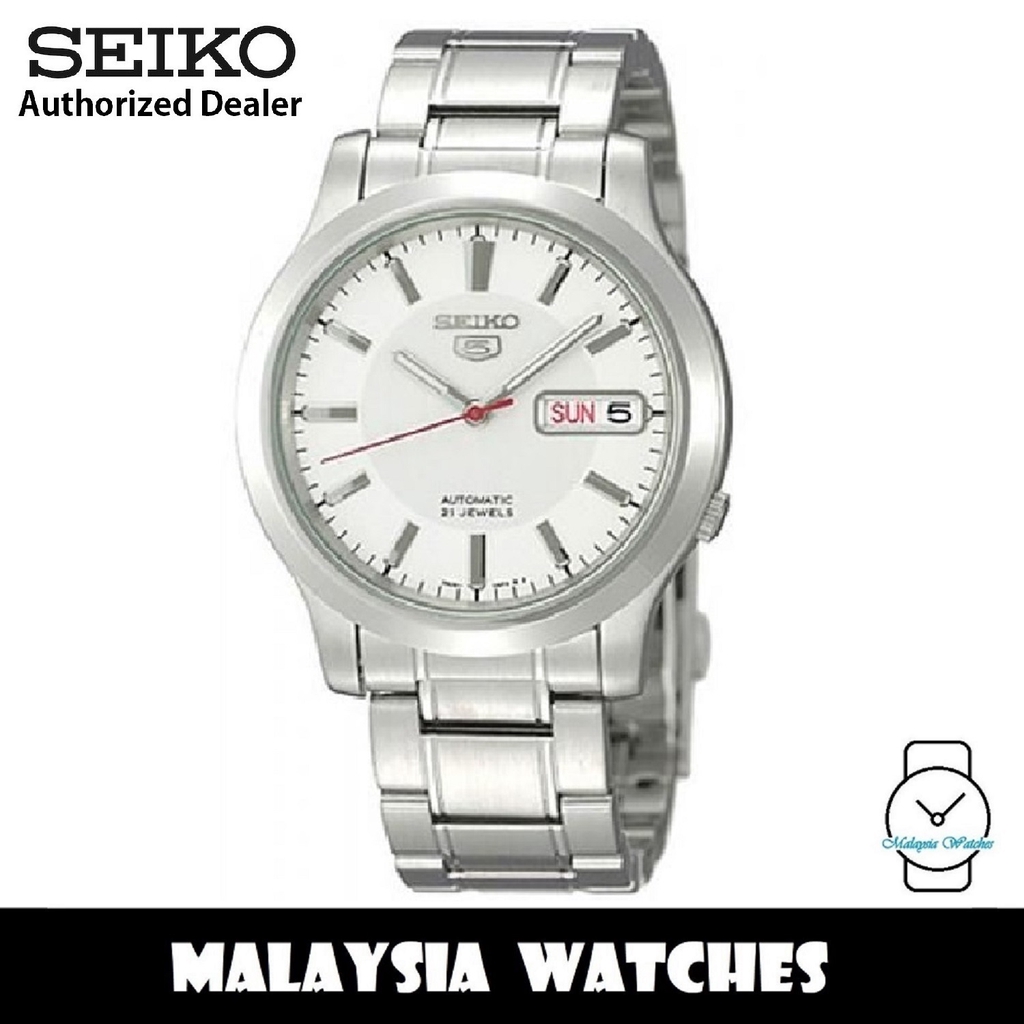 Seiko 5 SNK789K1 Automatic See thru Back White Dial Stainless Steel Bracelet Gents Watch ONE Year SEIKO Warranty