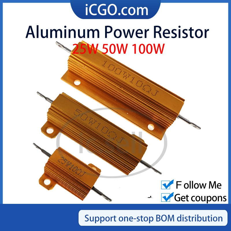 SENRISE 10W-50W Aluminium Clad Power Resistors Shell Resistor Housing Chassis Mount Wirewound 0.01ohm-100Kohm