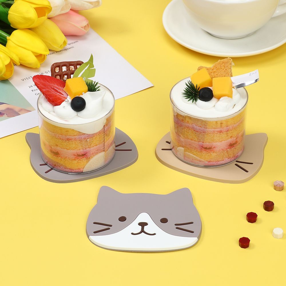 New Cartoon Cat Shaped Coaster/Cute PVC Silicone Material Table Cup Mat ...