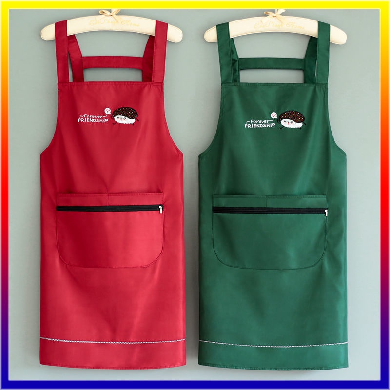 Fashion Waterproof Apron With Zipper Pocket Waterproof Fabric Cooking