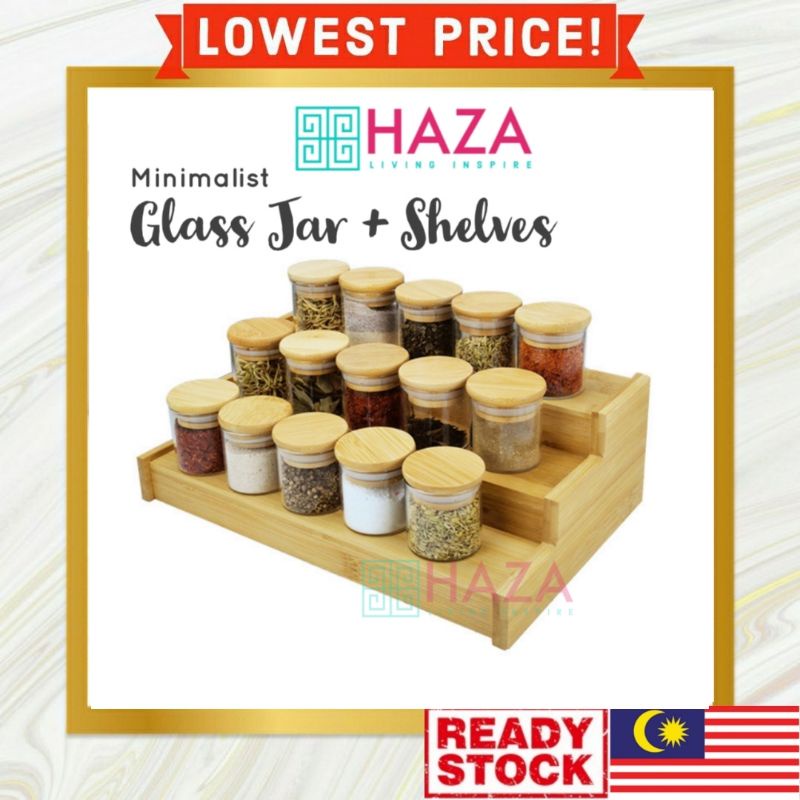 HAZA CANISTER Bamboo Glass Jar Shelves IKEA SSF KAISON Shopee Malaysia