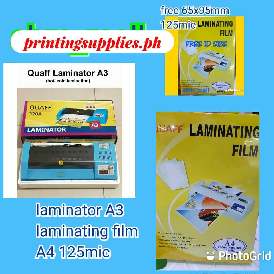 Quaff Laminator A3 And Laminating Film A4 125mic Free Id Size 65x95mm