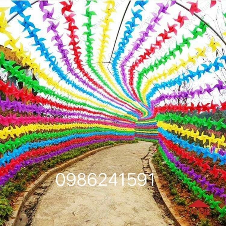 4-bladed plastic pinwheel combo of 100 pieces 23 CM + hanging rope ...