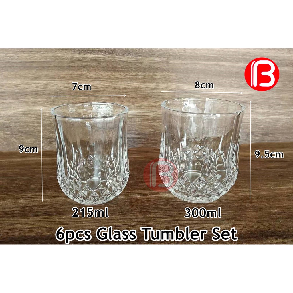 Crystal water glasses, 300ml, 6 pieces