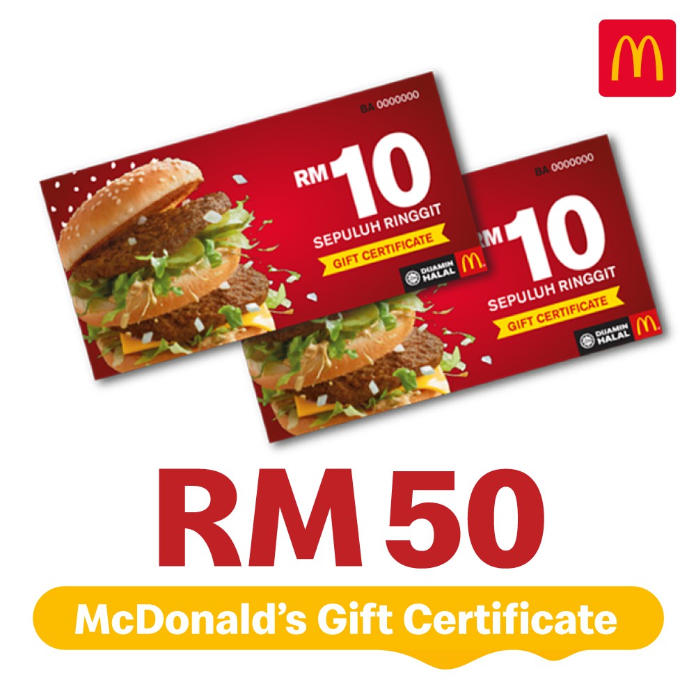 Mcdonalds gift deals certificate