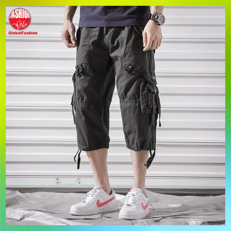 3/4 Casual Pants Three Quarter Pants Seluar 3 Quarter Seluar Pendek  Pinggang Getah Short Cargo