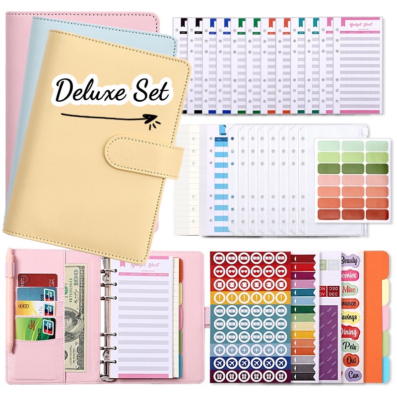 LOCAL! PU A6 Binder CASH/MONEY Planner Notebook Zipper Folder Storage