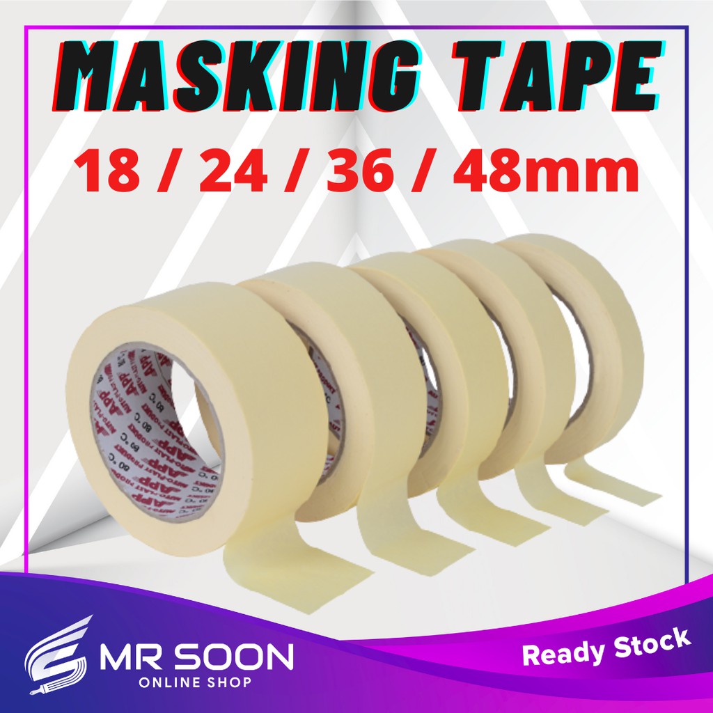 Masking Tape 14M 15Yard/ Tape Kertas/ Tape Putih/Kertas Cat /Paint tape ...