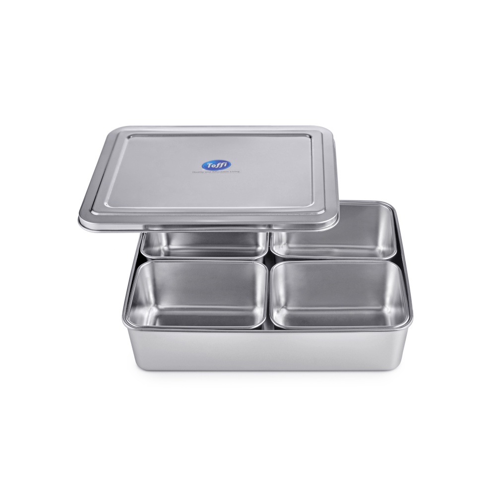 Toffi Stainless Steel Compartment Condiment Spices Holder Seasoning Box ...