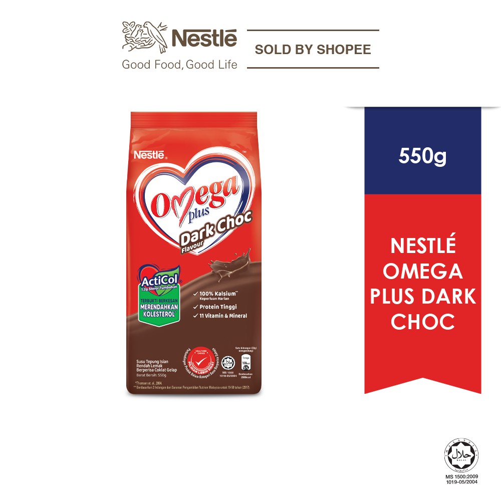 Nestle Omega Plus Dark Chocolate Milk Powder (550g) Shopee Malaysia