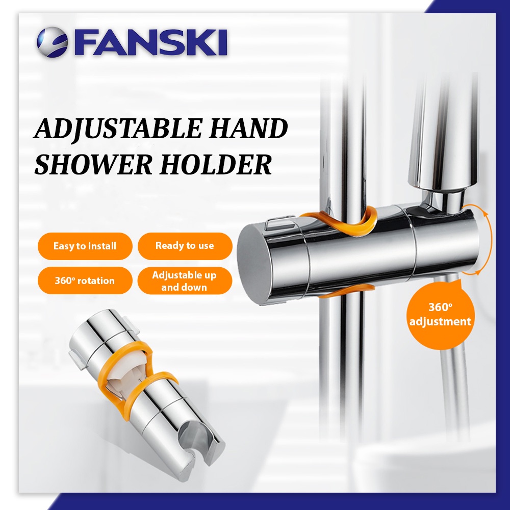 ADJUSTABLE HAND SHOWER HOLDER CHROME For Slide Bar 360 Degree Rotation