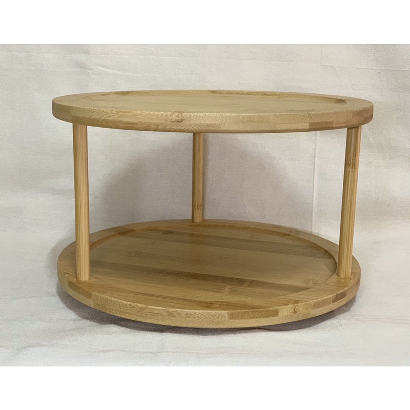 [READY STOCK] 2-Tier Rotating Bamboo Rack | Shopee Malaysia