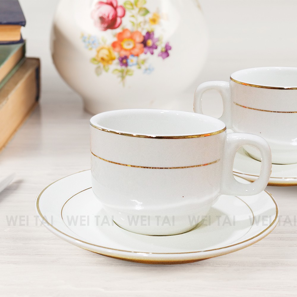 Coffee Cup Tea Cups with Saucer Gold Line Tea Cups Shopee Malaysia