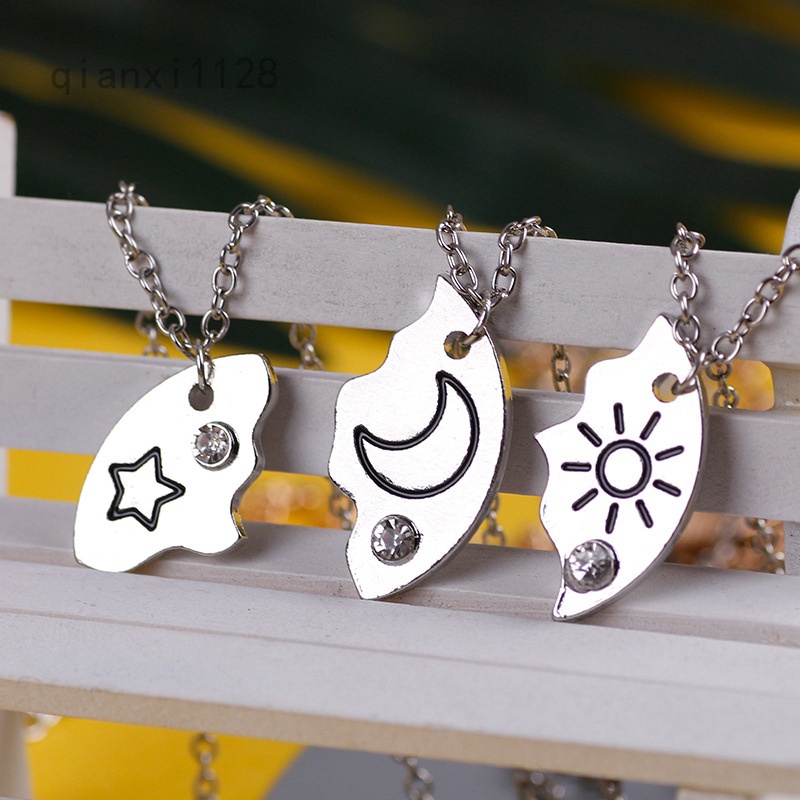 New Round Sun Star Moon Pendant Necklace 3 Pieces Fashion Best Friend Forever Friendship BFF Men And Women Necklaces Shopee Malaysia