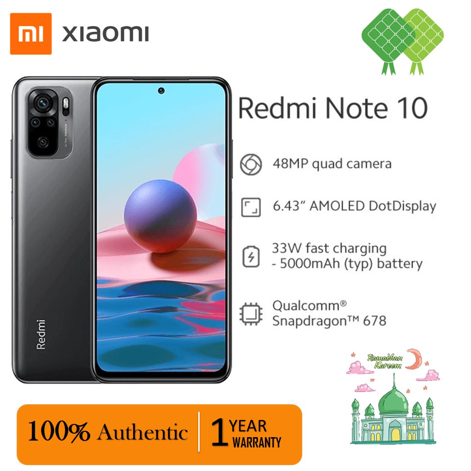 [100% Original] Xiaomi Redmi Note 10/ Hongmi Note 10 (6GB+128G) Global ...
