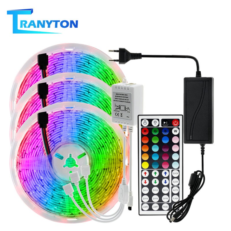 5M 10M 15M RGB 5050 Waterproof LED Strip light SMD 44 Key IR Remote 12V ...